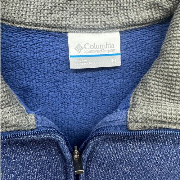 Columbia Men's Blue Pullover 1/4 zip Cotton Sweater Sweatshirt Kangaroo Pocket M - Picture 4 of 6